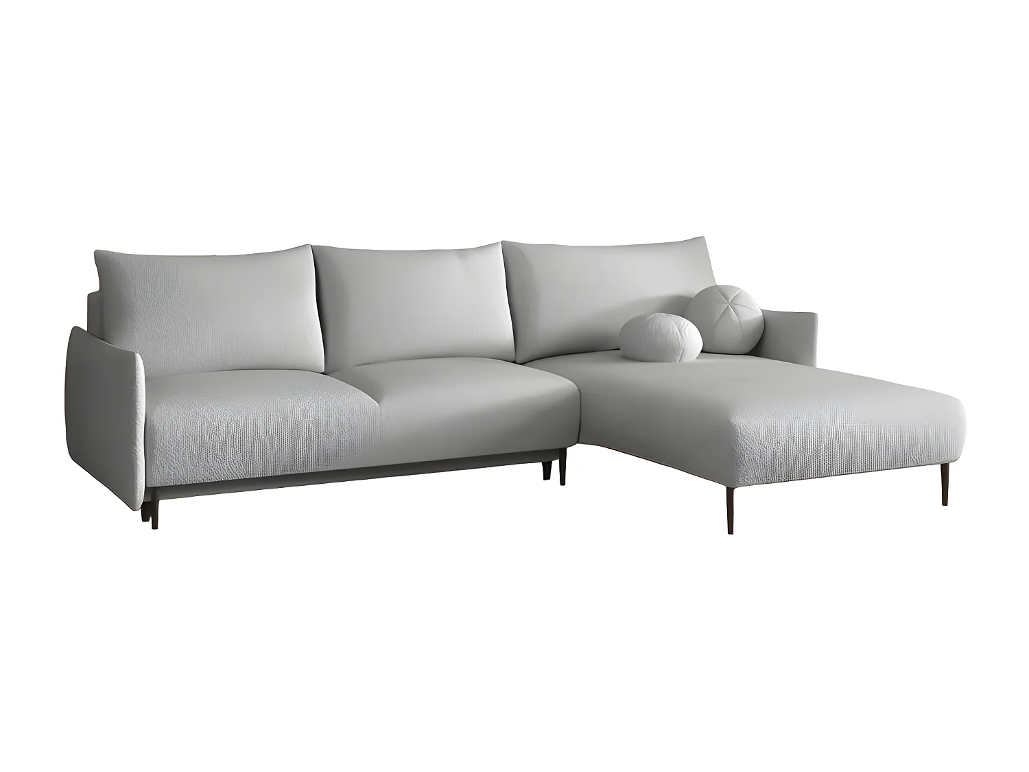 Canapé d'angle convertible LAMBIA en tissu bouclette gris clair