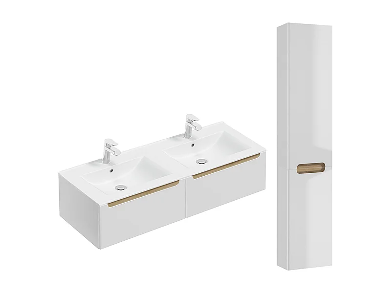 Set di mobili da bagno doppio lavabo Livia bianco 120cm