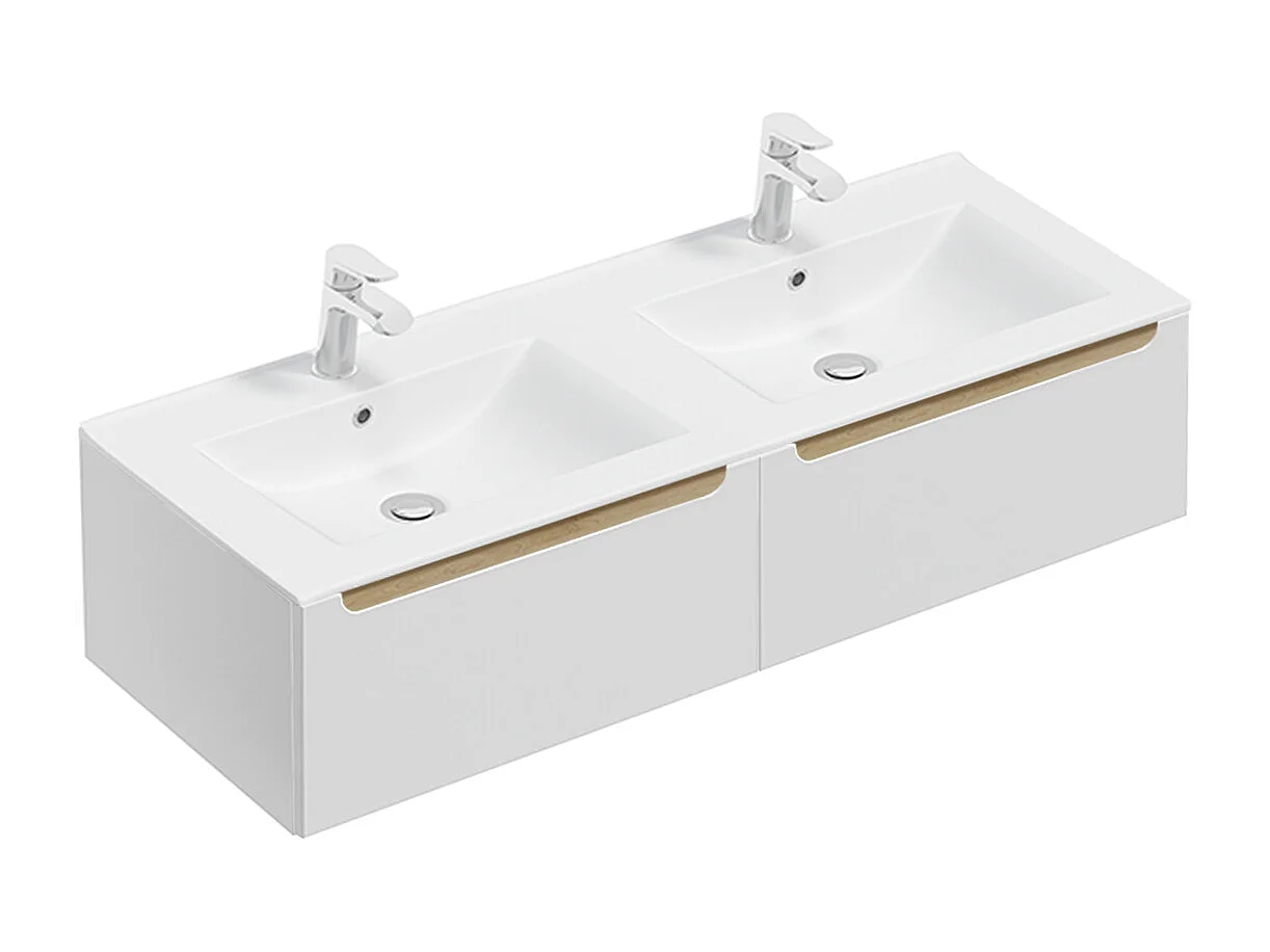Set di mobili da bagno doppio lavabo Livia bianco 120cm