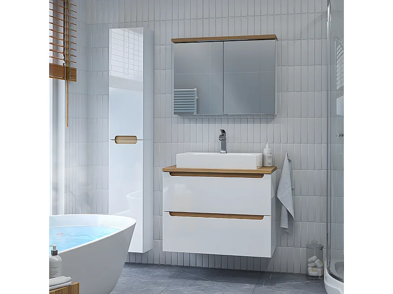 Set di mobili da bagno con lavabo Livia bianco 80cm