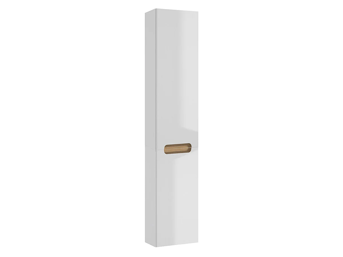 Ensemble meuble double vasque 120cm 2 tiroirs et colonne Livia Blanc et Bois