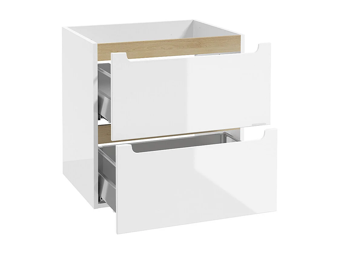 Livia white and wood single vanity unit 90cm 2 niches and pedestal