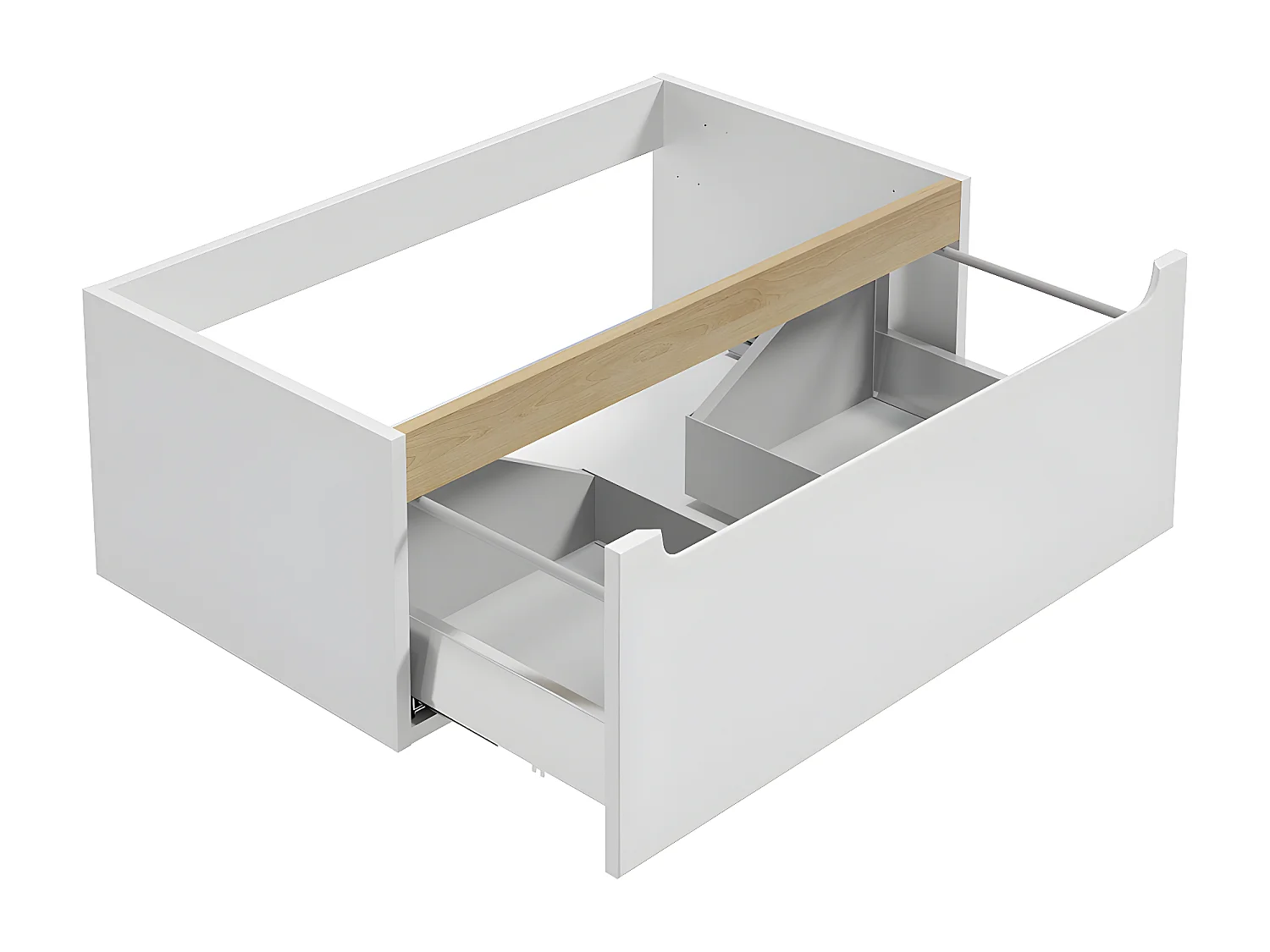 Ensemble meuble simple vasque encastrée 80cm 1 tiroir et colonne Livia Blanc et Bois