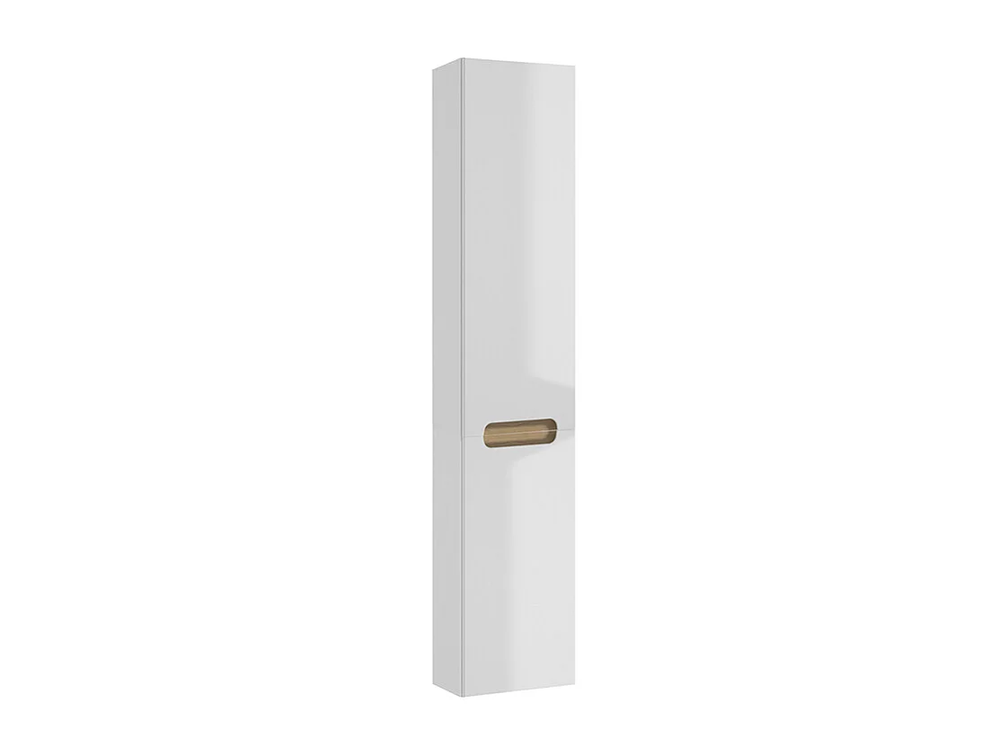 Ensemble meuble simple vasque encastrée 60cm 2 tiroirs et colonne Livia Blanc et Bois