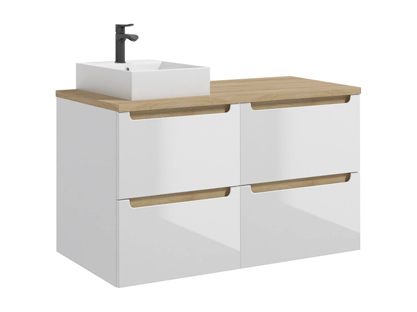 120cm 4-drawer single vanity unit with Livia white and wood column