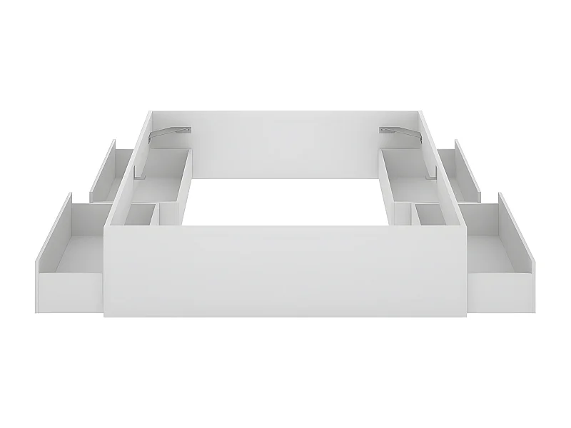 Ensemble de structure de lit + 4 tiroirs, couchage 140x190 cm coloris blanc - Longueur 148 x Profondeur 194 x Hauteur 39 cm