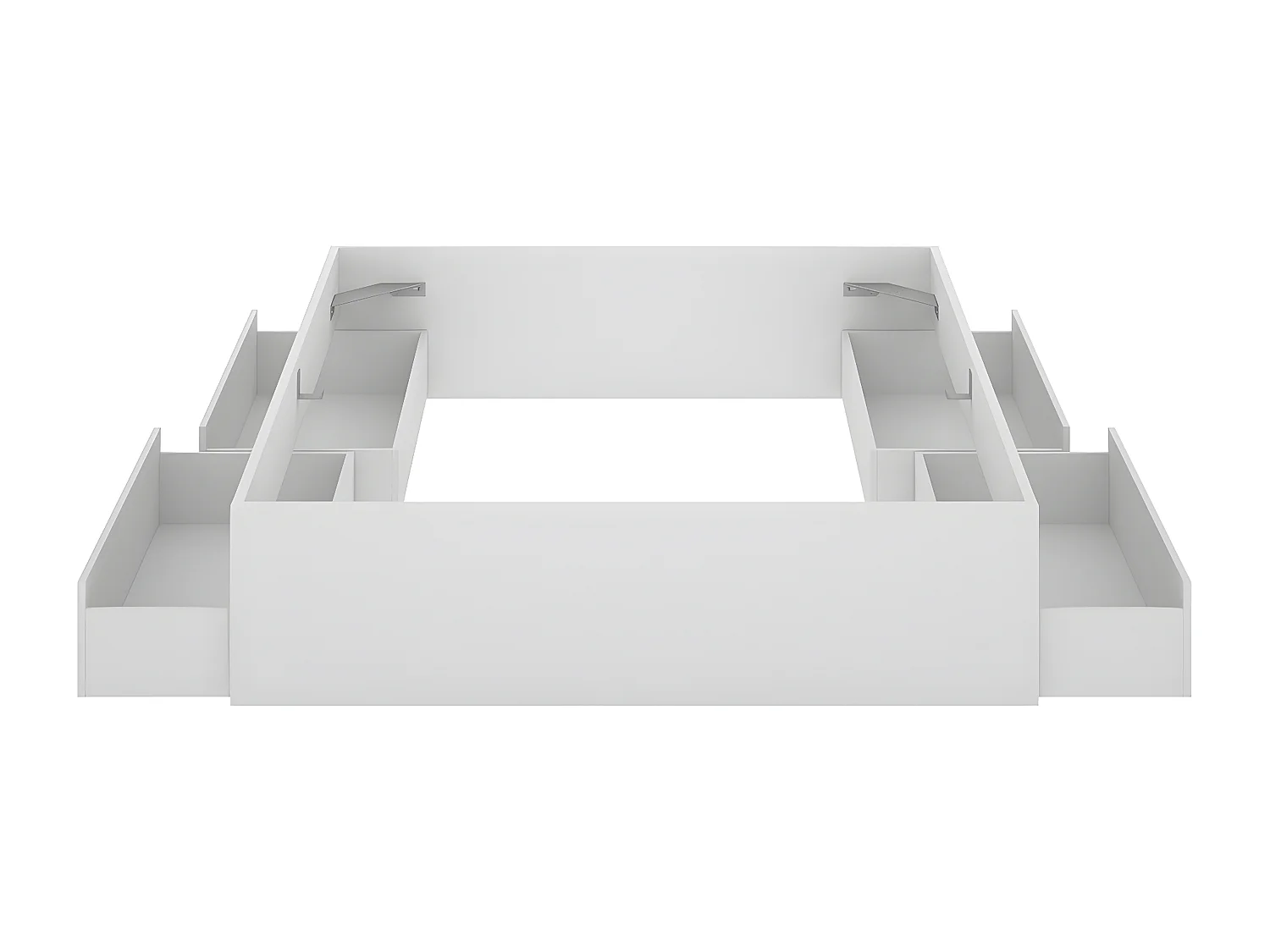 Ensemble de structure de lit + 4 tiroirs, couchage 140x190 cm coloris blanc - Longueur 148 x Profondeur 194 x Hauteur 39 cm