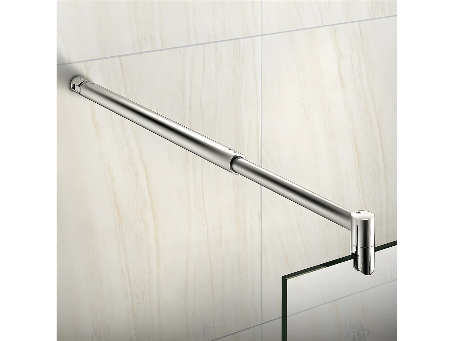 120x200cm Duschabtrennung Walk In 8mm Nano ESG Milchglasstreifen Duschabtrennung + 70-120cm Stabilisator