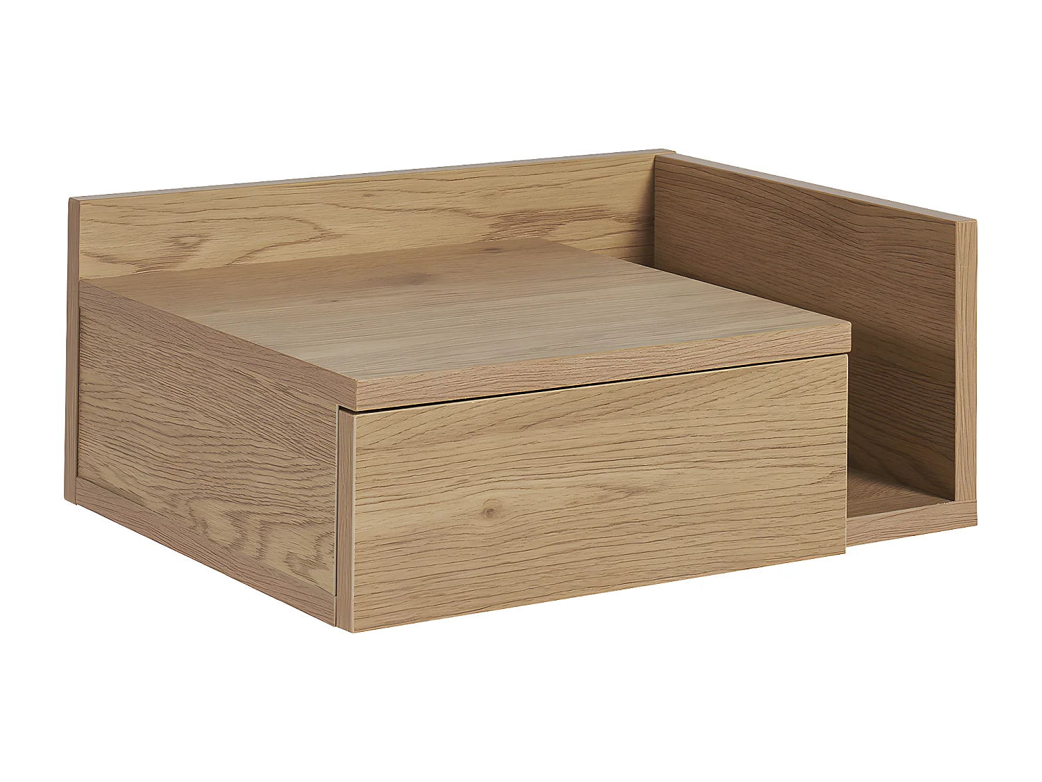 Comodino pensile finitura legno rovere chiaro con cassetto NASTY