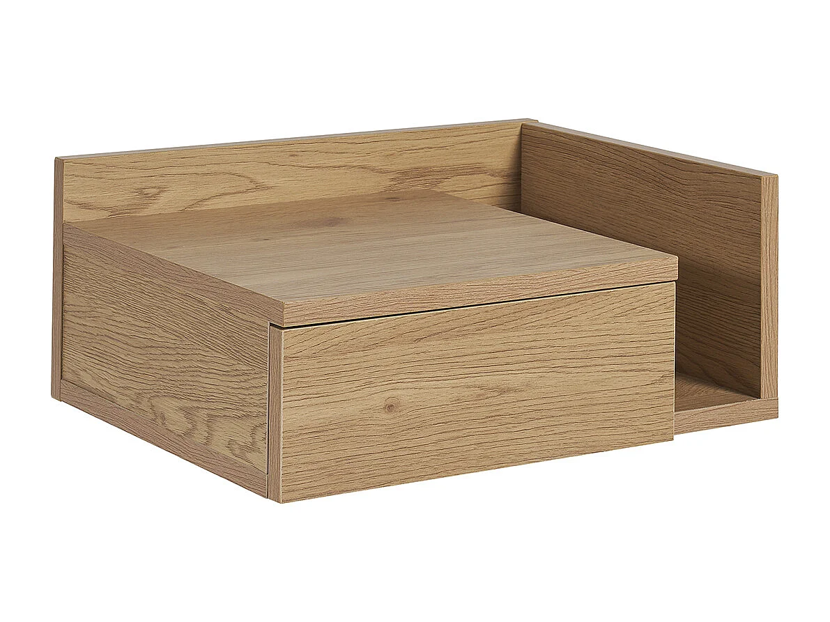 Table de chevet murale finition bois chêne clair avec tiroir NASTY