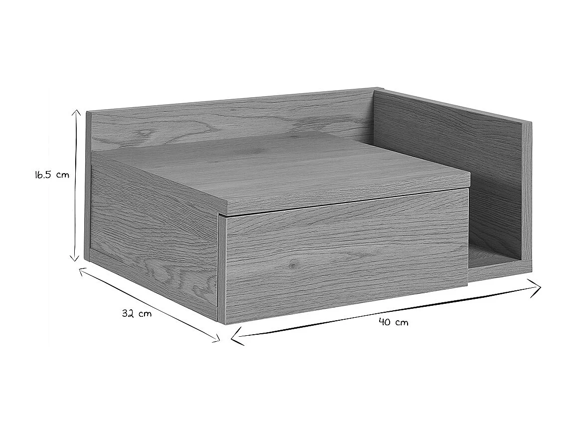 Table de chevet murale finition bois chêne clair avec tiroir NASTY