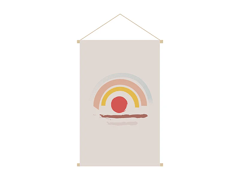 Kakemono enfant tableau en toile suspendue arc-en-ciel  L40 x H60 cm HAPPY