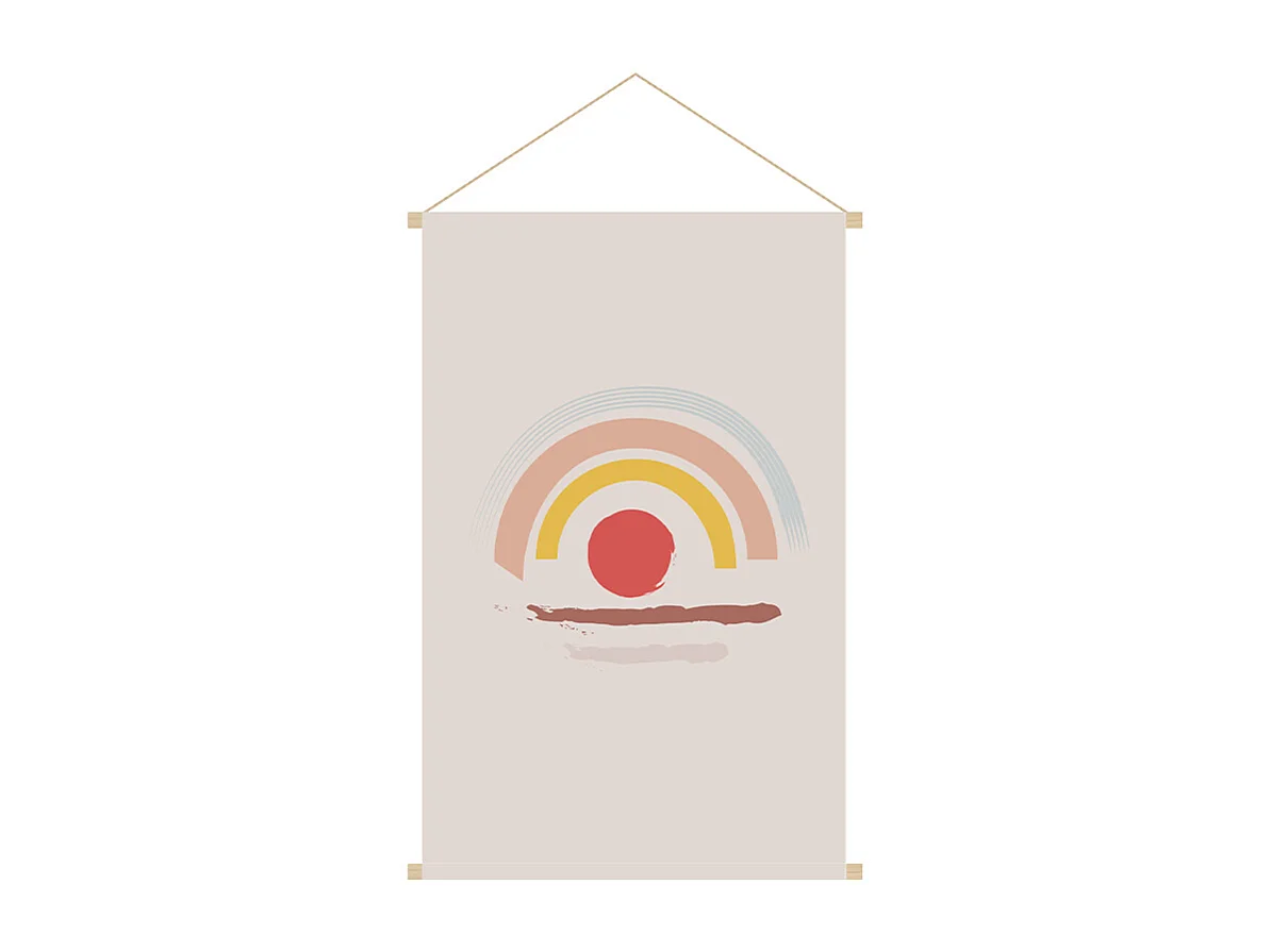 Kakemono enfant tableau en toile suspendue arc-en-ciel  L40 x H60 cm HAPPY
