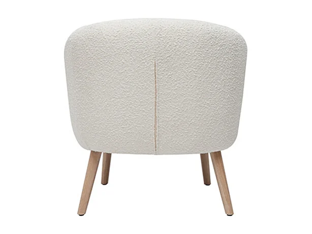 Fauteuil scandinave en tissu effet laine bouclée blanc cassé et bois clair MAGGIE