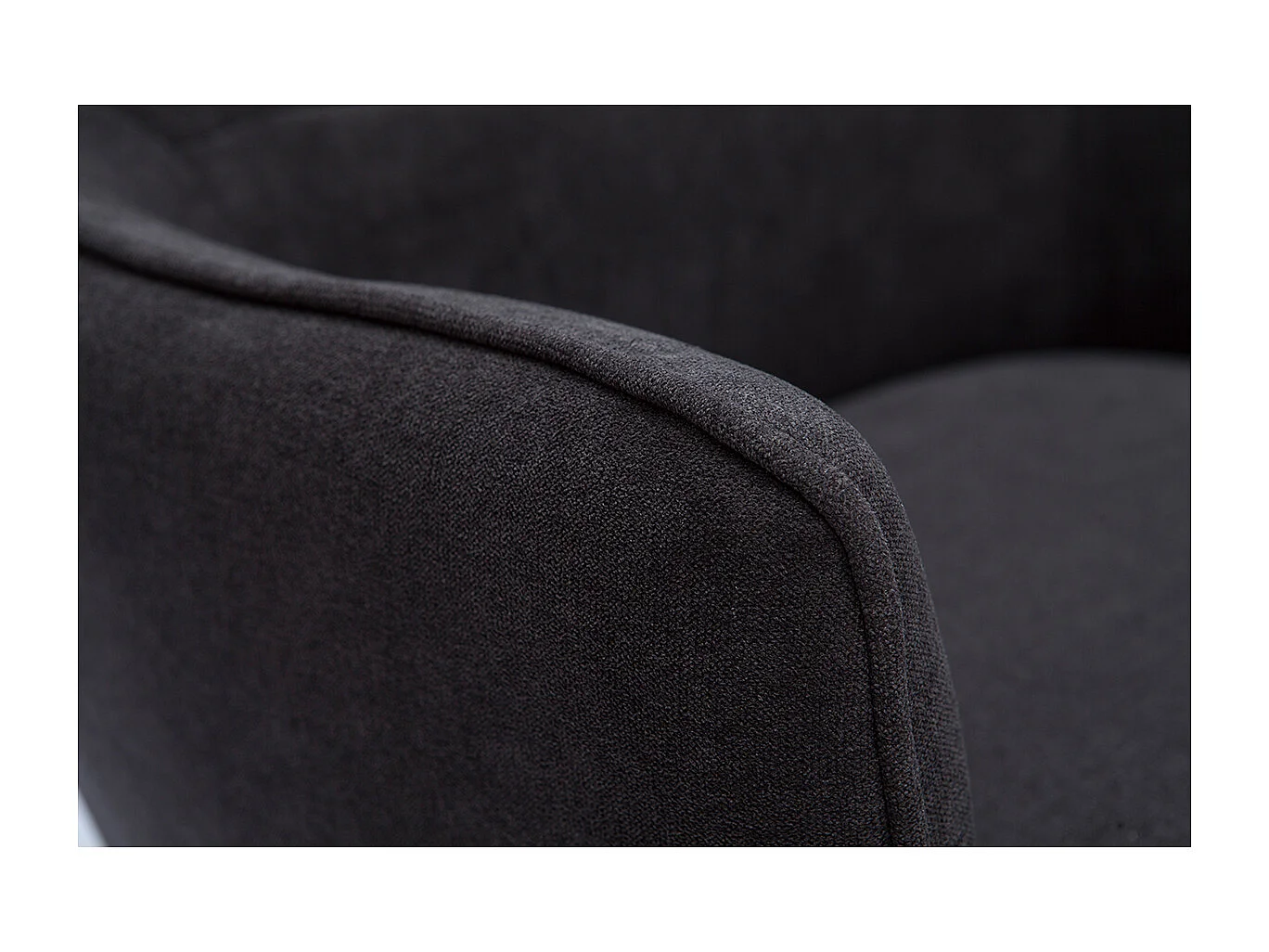 Fauteuil design en tissu effet velours gris foncé et métal noir LAURENS