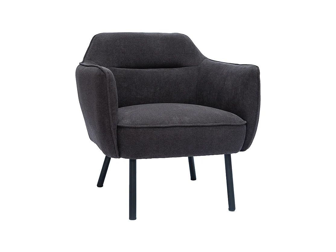 Fauteuil design en tissu effet velours gris foncé et métal noir LAURENS