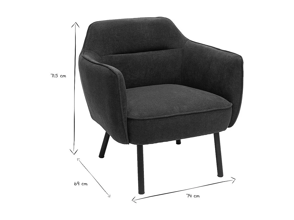 Poltrona design tessuto effetto velluto grigio scuro LAURENS