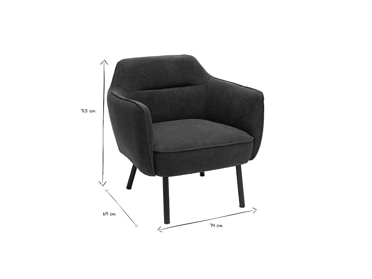 Sillón moderno de tela efecto aterciopelado gris oscuro LAURENS