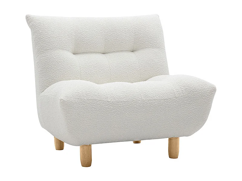 Sillón nórdico de borreguillo blanco y madera clara YUMI