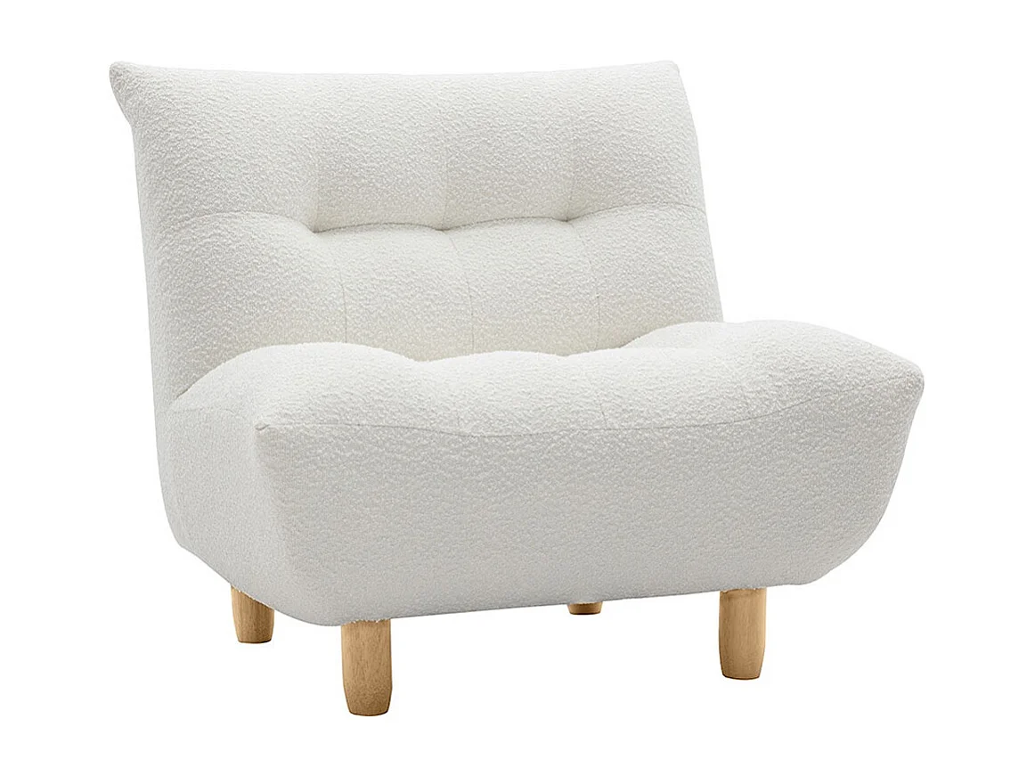 Sillón nórdico de borreguillo blanco y madera clara YUMI