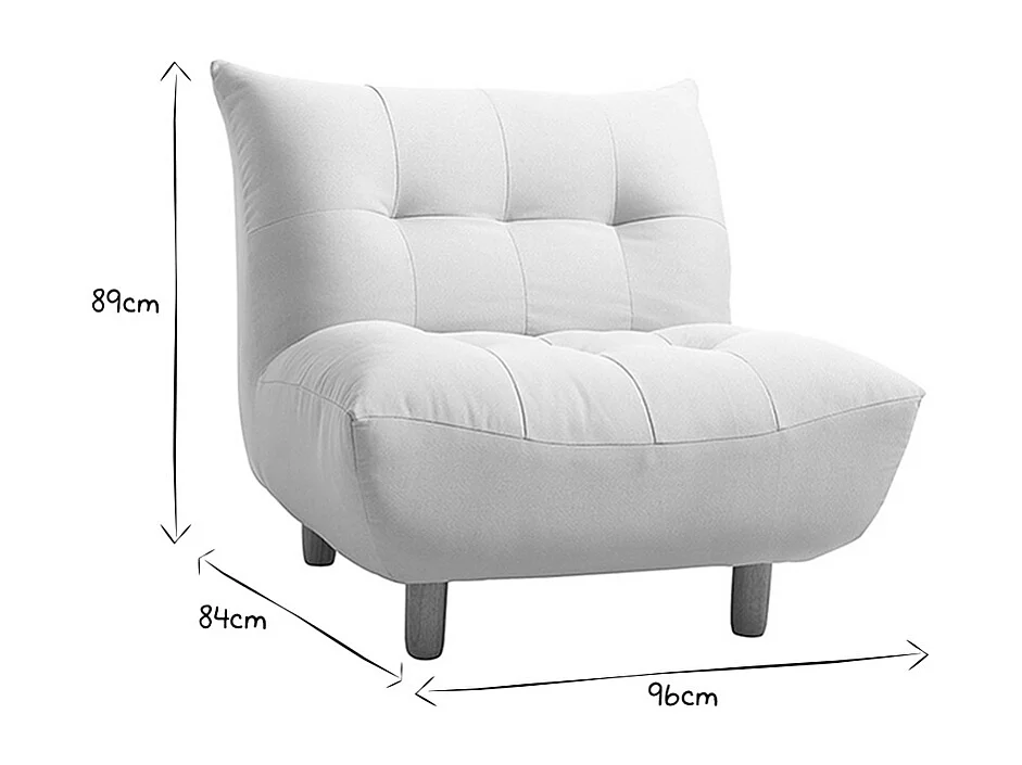 Sillón nórdico de borreguillo blanco y madera clara YUMI