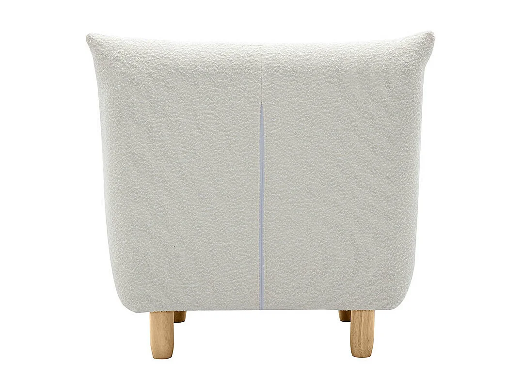 Fauteuil scandinave en tissu effet laine bouclée blanc et bois clair YUMI