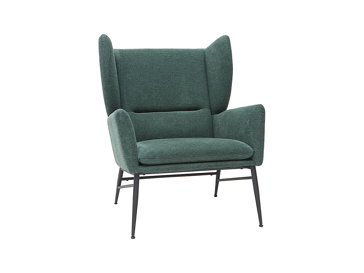 Sillón en metal y tejido efecto terciopelo verde COME