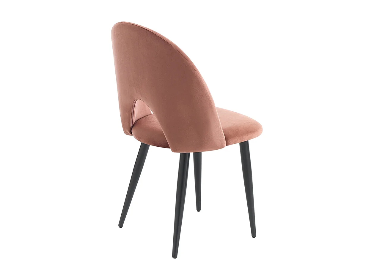 Juego de 4 sillas de comedor cocina diseño moderno en terciopelo Bounty - Rosa