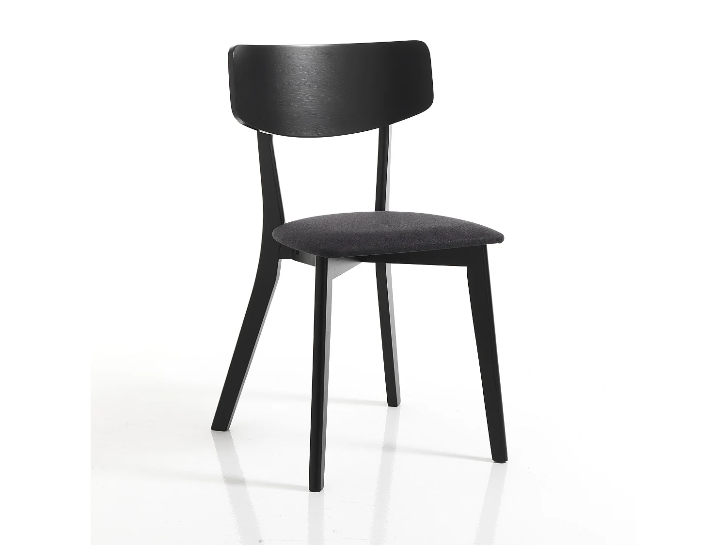 Juego de 2 sillas de madera maciza tapizadas para cocina y comedor Tokyo - Negro
