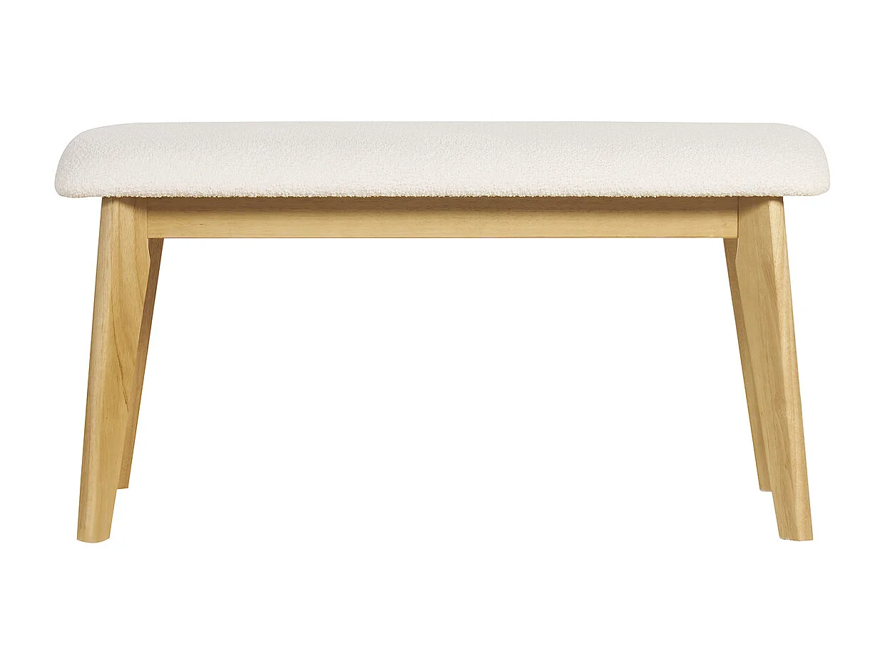 Panca scandinava in tessuto effetto lana bouclé bianco e legno chiaro L92 cm ELION