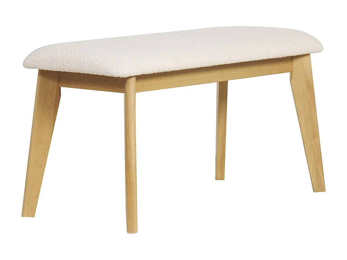 Panca scandinava in tessuto effetto lana bouclé bianco e legno chiaro L92 cm ELION