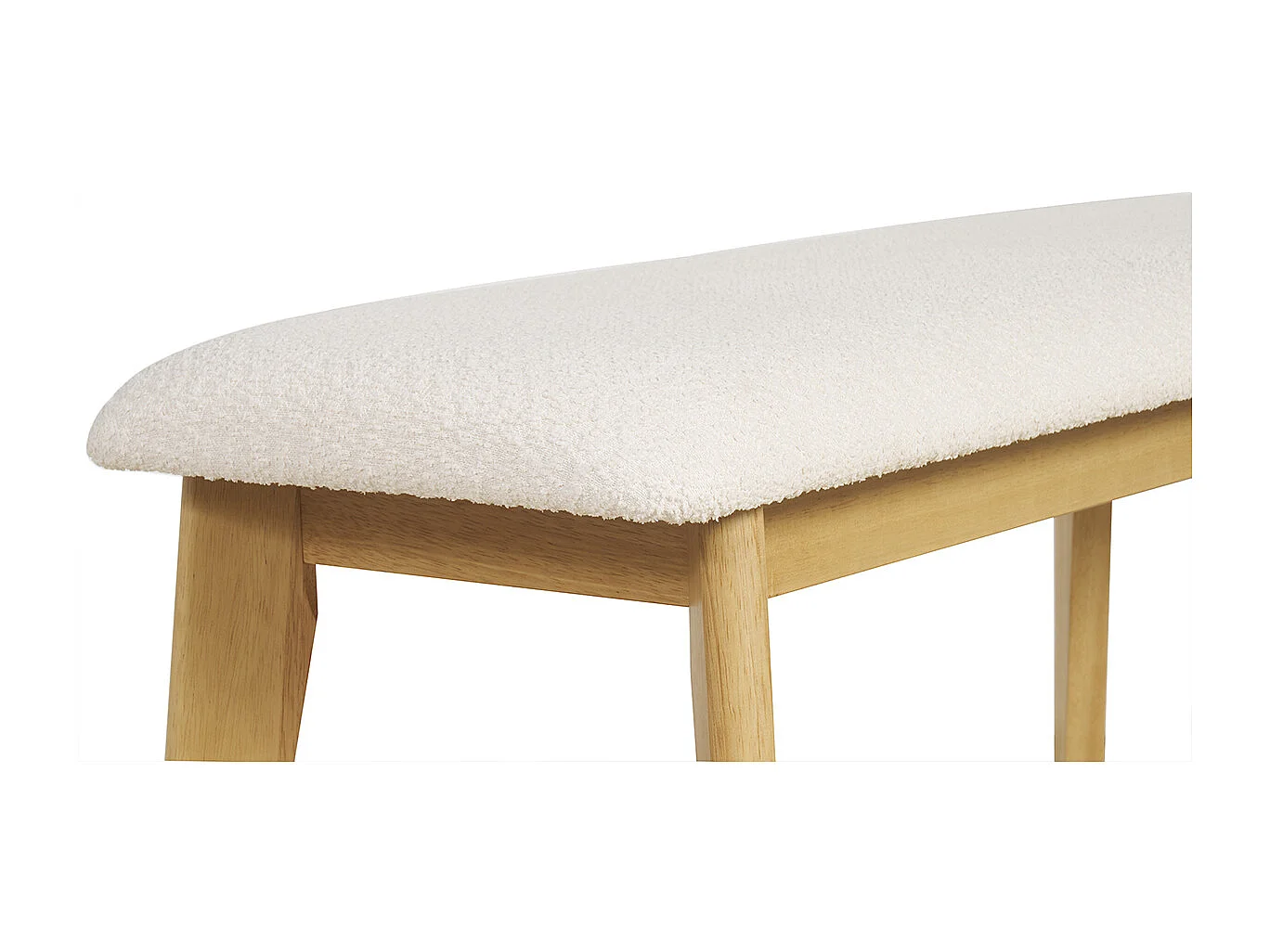 Panca scandinava in tessuto effetto lana bouclé bianco e legno chiaro L92 cm ELION