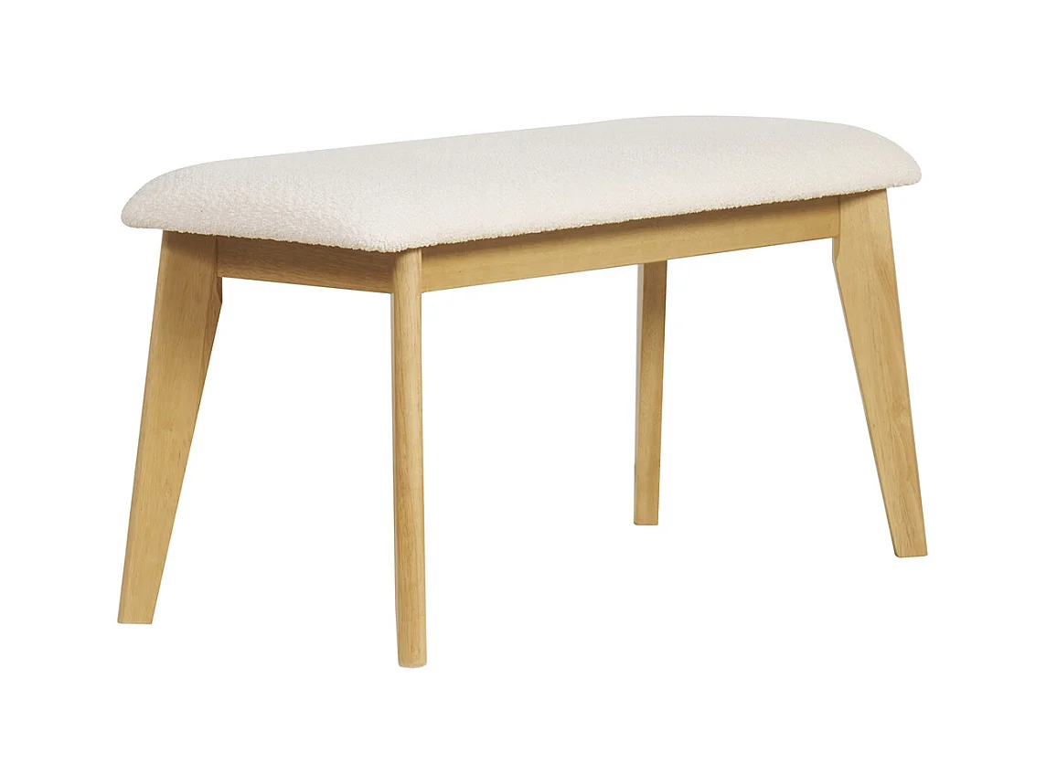 Banco nórdico de borreguillo blanco y madera clara 92 cm ELION