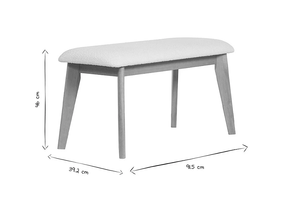 Banco nórdico de borreguillo blanco y madera clara 92 cm ELION