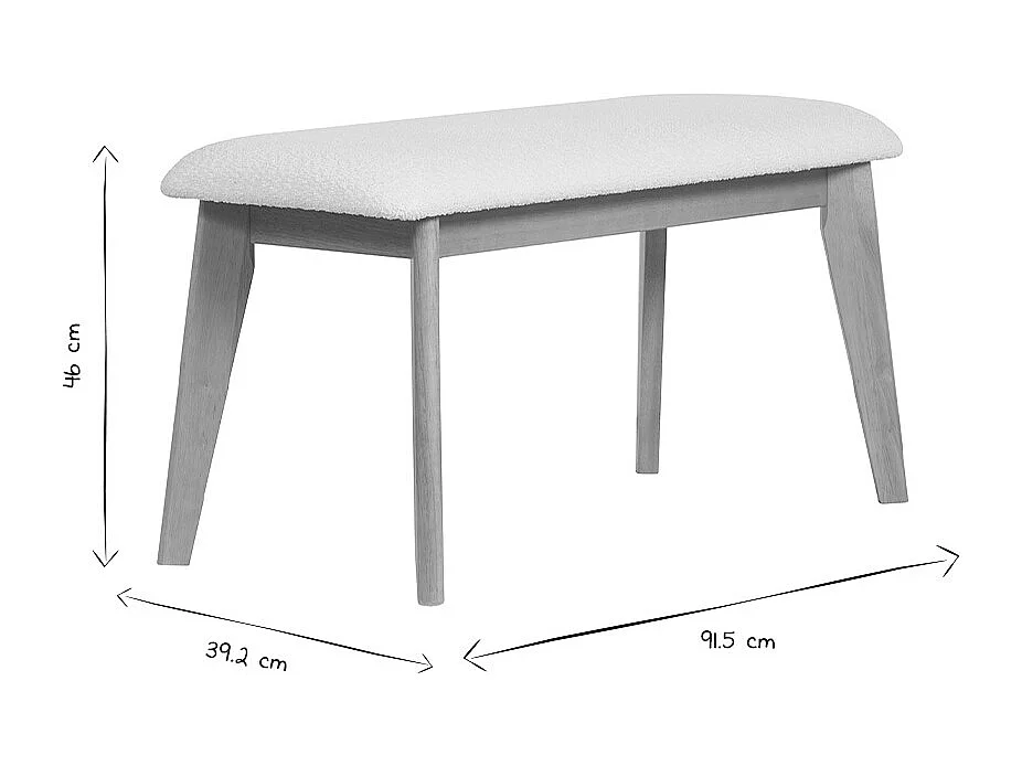 Banco nórdico de borreguillo blanco y madera clara 92 cm ELION