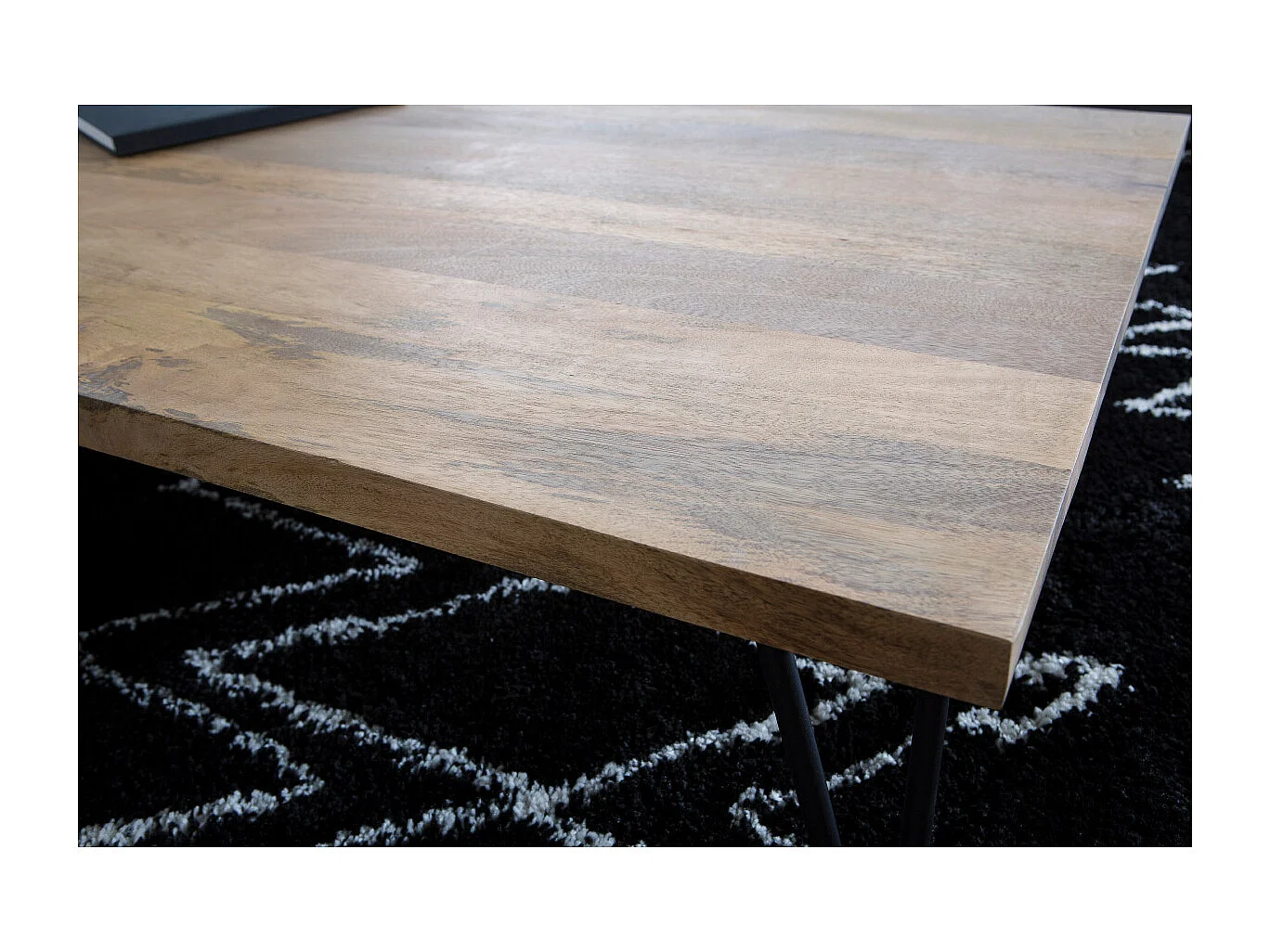 Table basse rectangulaire bois manguier massif et métal noir L117 cm VIBES