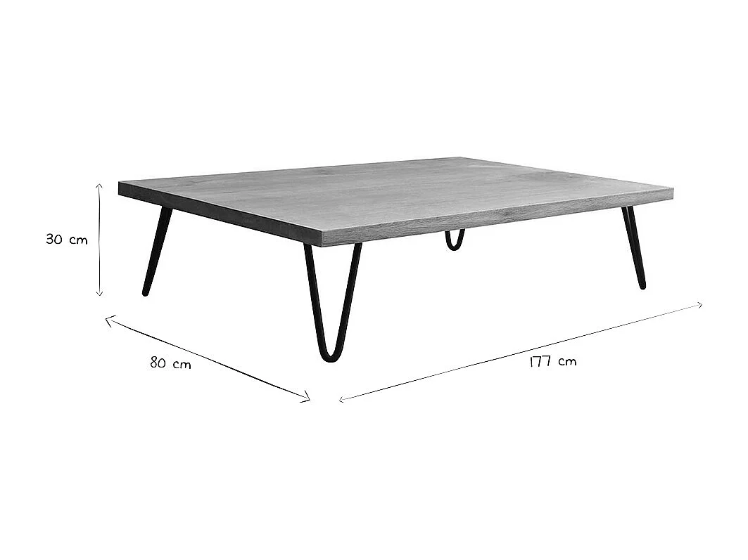 Mesa de centro mango patas horquilla metal VIBES