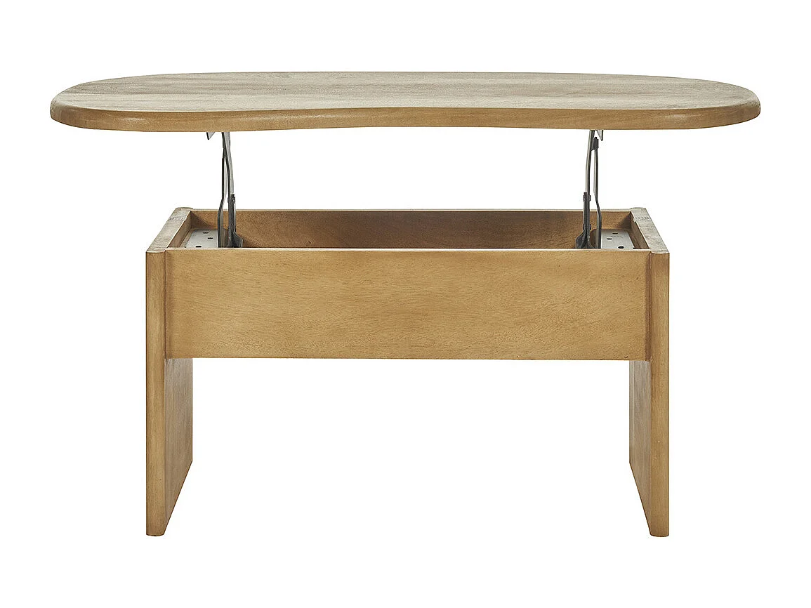 Table basse relevable design haricot avec rangement en bois manguier massif L95 cm KOKOA