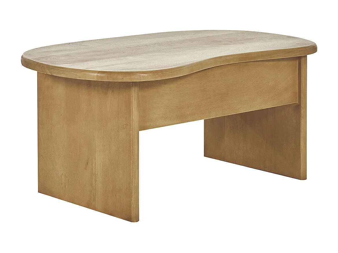Table basse relevable design haricot avec rangement en bois manguier massif L95 cm KOKOA
