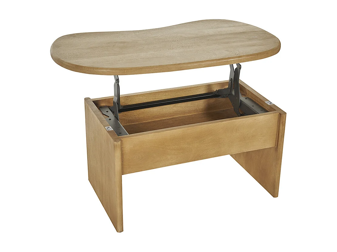 Niedriger Couchtisch in Bohnenform mit Ablage aus massivem Mangoholz B95 cm KOKOA