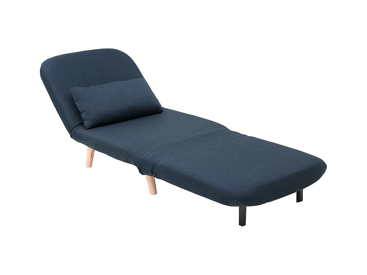 Skandinavischer Schlafsessel aus dunkelblauem Stoff AMIKO