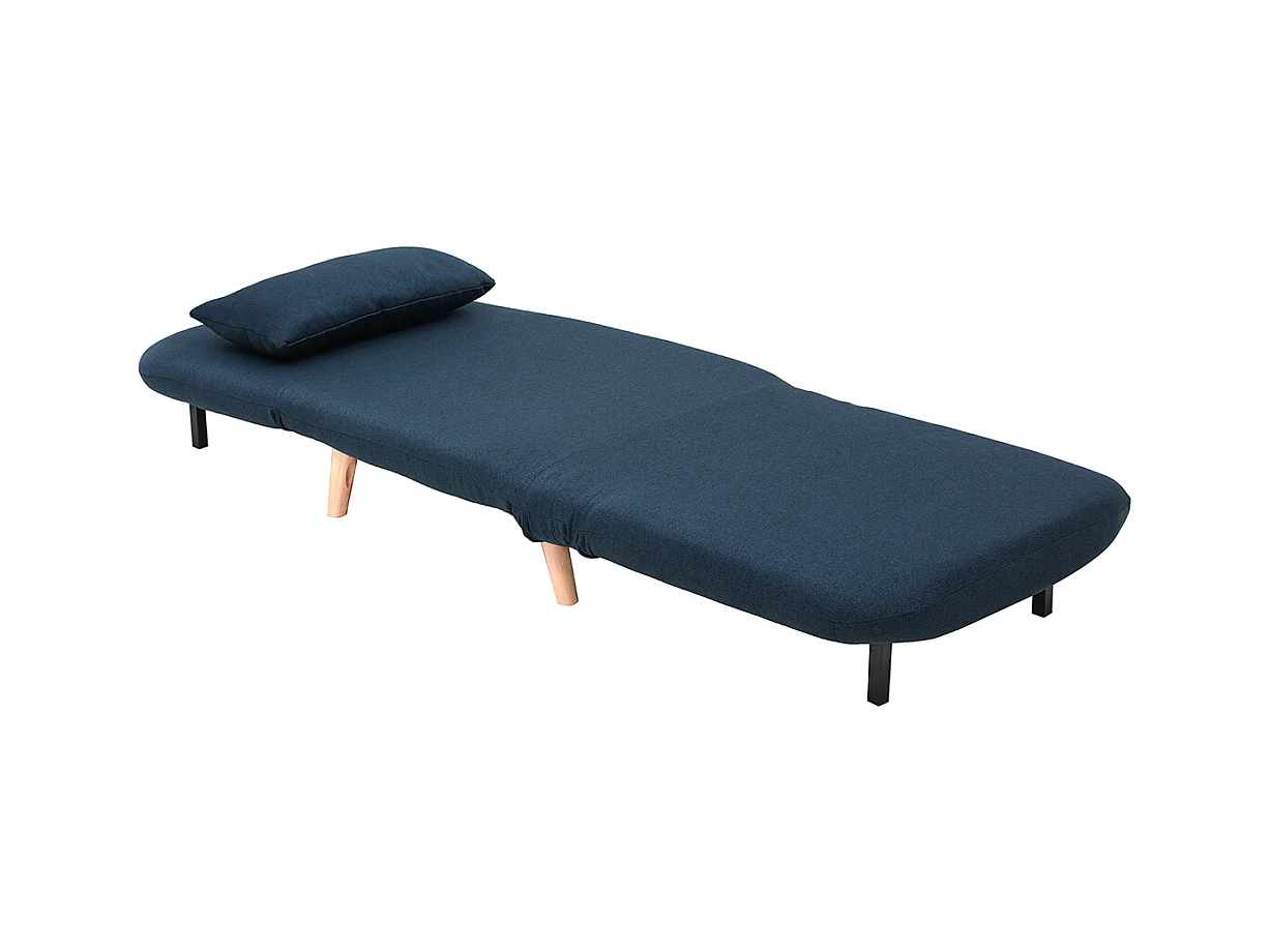 Skandinavischer Schlafsessel aus dunkelblauem Stoff AMIKO