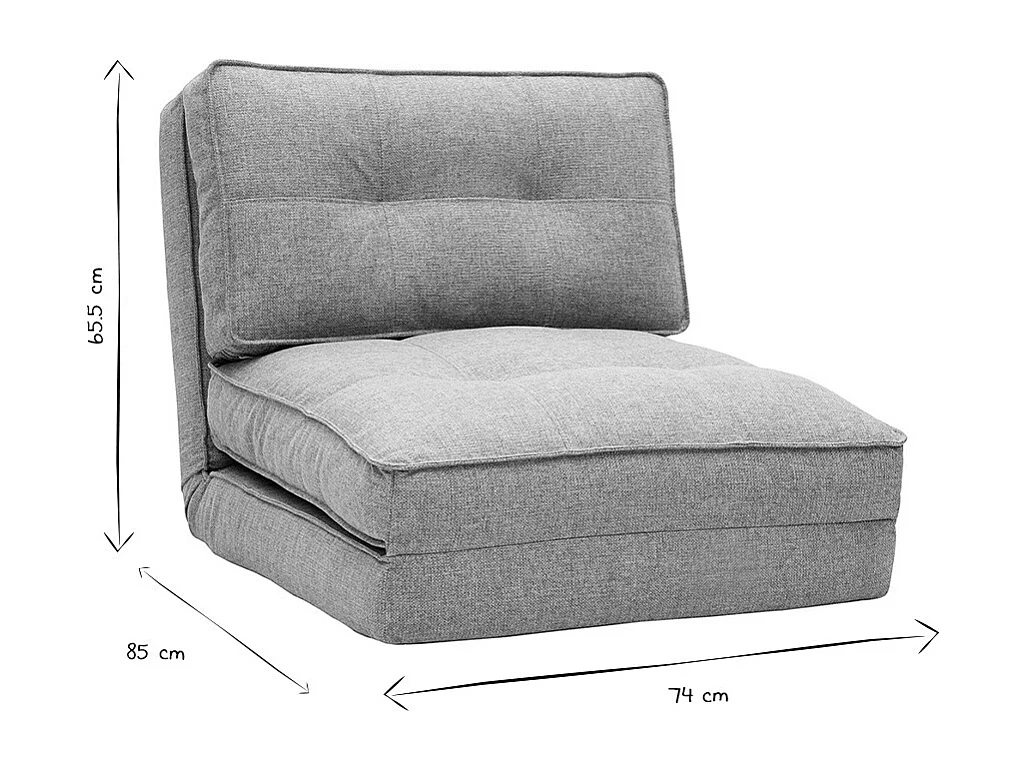 Poltrona letto singola in tessuto color talpa SALLY