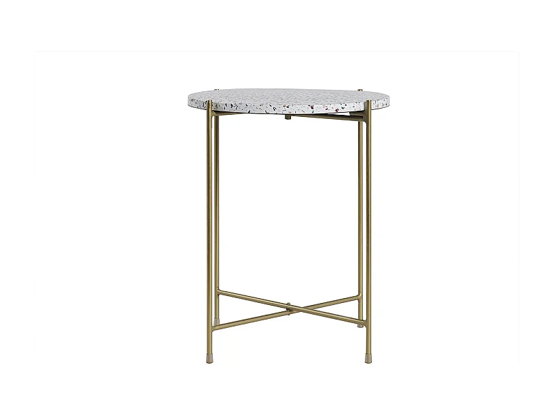 Table d'appoint design ronde en terrazzo et métal doré D40 cm MEZZO