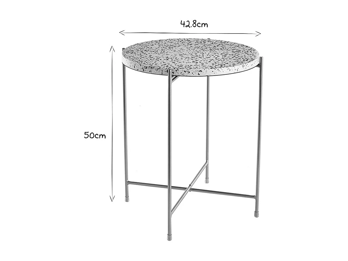 Table d'appoint design ronde en terrazzo et métal doré D40 cm MEZZO