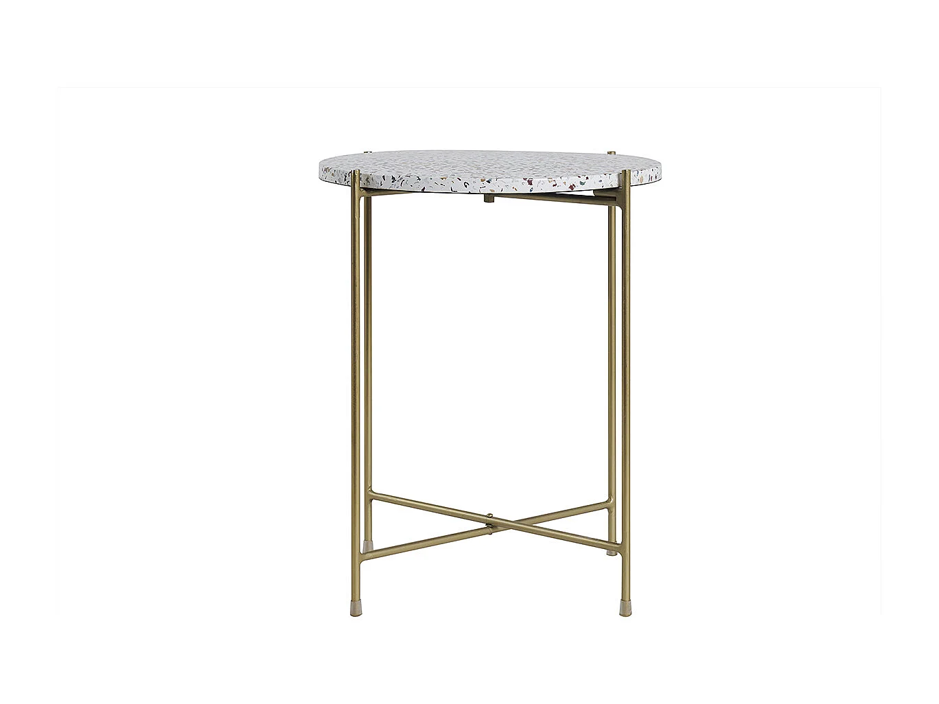 Beistelltisch rund Terrazzo und goldfarbenes Metall D40 cm MEZZO