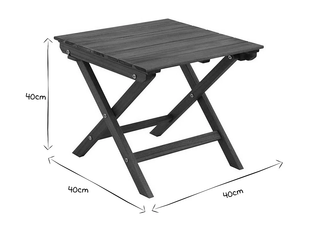 Table basse de jardin pliante en bois massif L40 cm ITZA