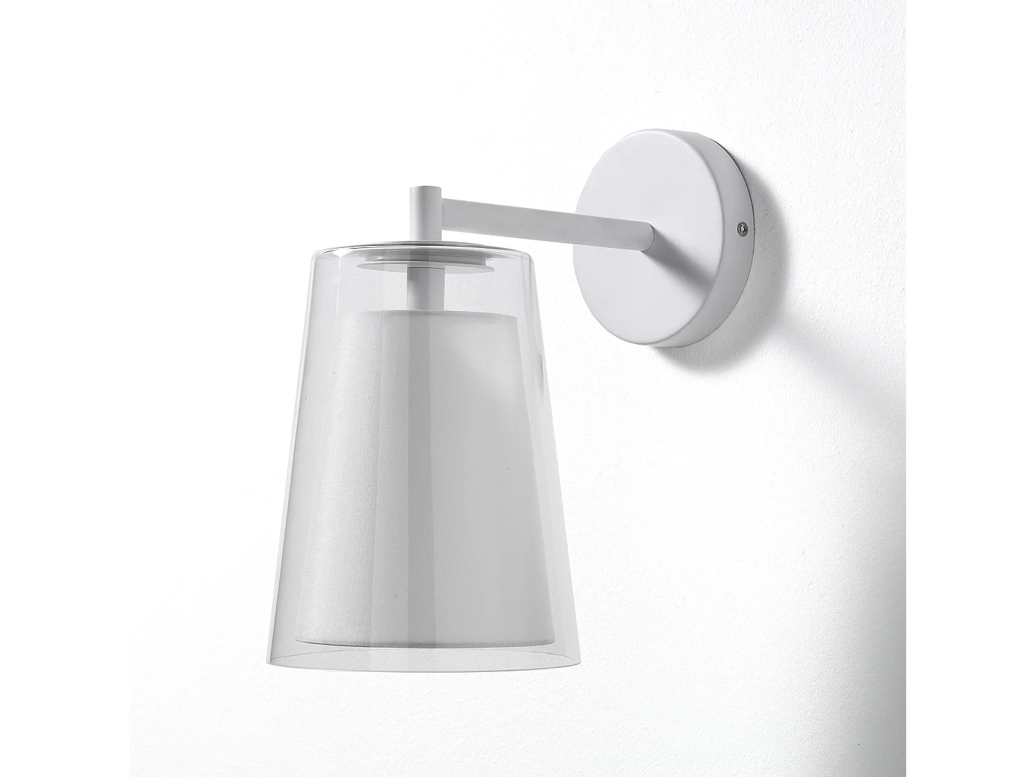 Aplique de pared de vidrio y metal blanco Kansas