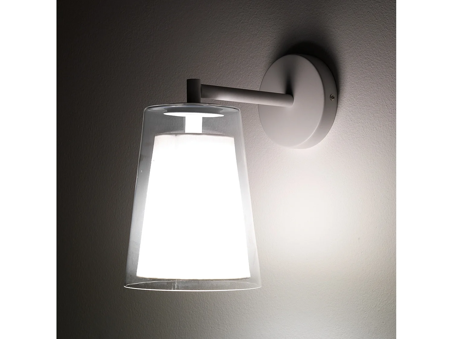 Aplique de pared de vidrio y metal blanco Kansas