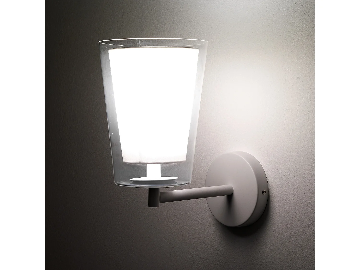 Aplique de pared de vidrio y metal blanco Kansas